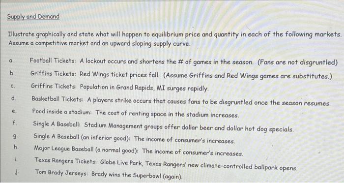 Supply And Demand Illustrate Graphically And State What Will Happen To Equilibrium Price And Quantity In Each Of The Fol 1