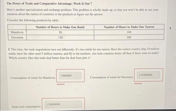 The Power Of Trade And Comparative Advantage Work It Out 7 Here S Another Specialization And Exchange Problem This Pro 1