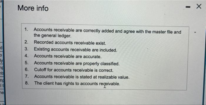 The Tests Of Details Of Balances For Accounts Receivable Are Intended To Satisfy The Following Audit Objectives Click To 2