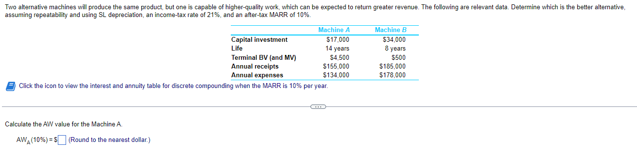 Two Alternative Machines Will Produce The Same Product But One Is Capable Of Higher Quality Work Which Can Be Expected 1