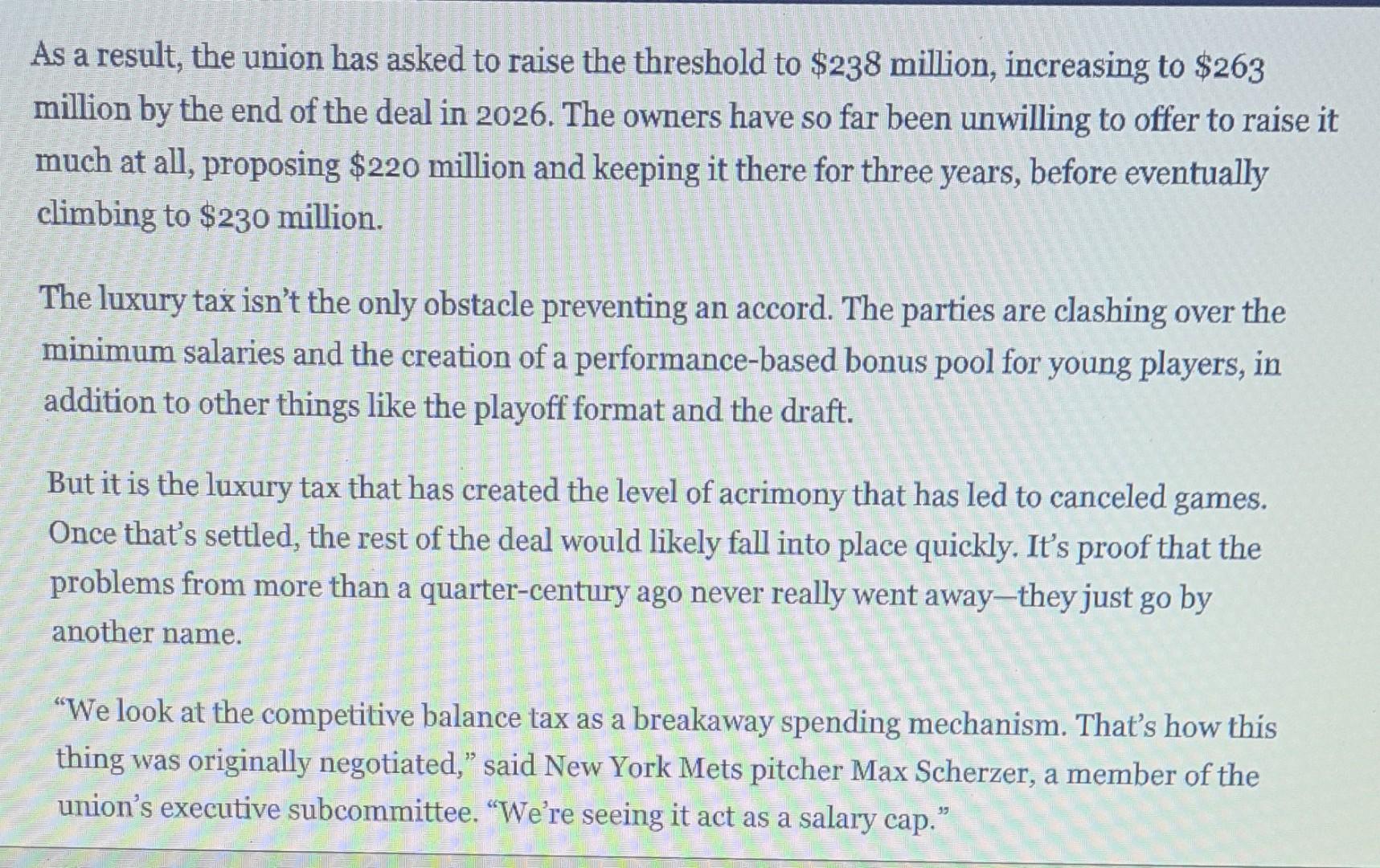 Read The Article Baseball S Labor Problem Has A Familiar Culprit Taxes And Answer The Following Questions 1 How Is Th 5