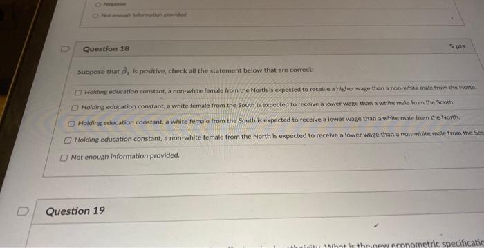 Part 3 Questions 13 20 34 Points We Are Investigating The Relation Between Wages And Education To Test The Effect O 7