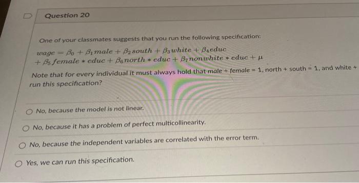 Part 3 Questions 13 20 34 Points We Are Investigating The Relation Between Wages And Education To Test The Effect O 9