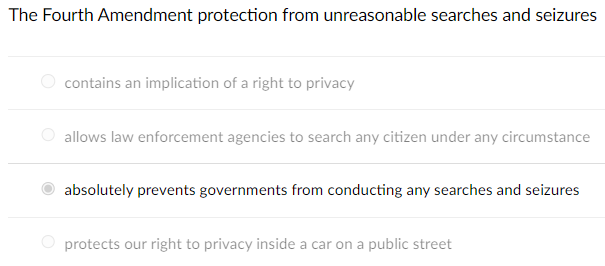 The Fourth Amendment Protection From Unreasonable Searches And Seizures Contains An Implication Of A Right To Privacy Al 1