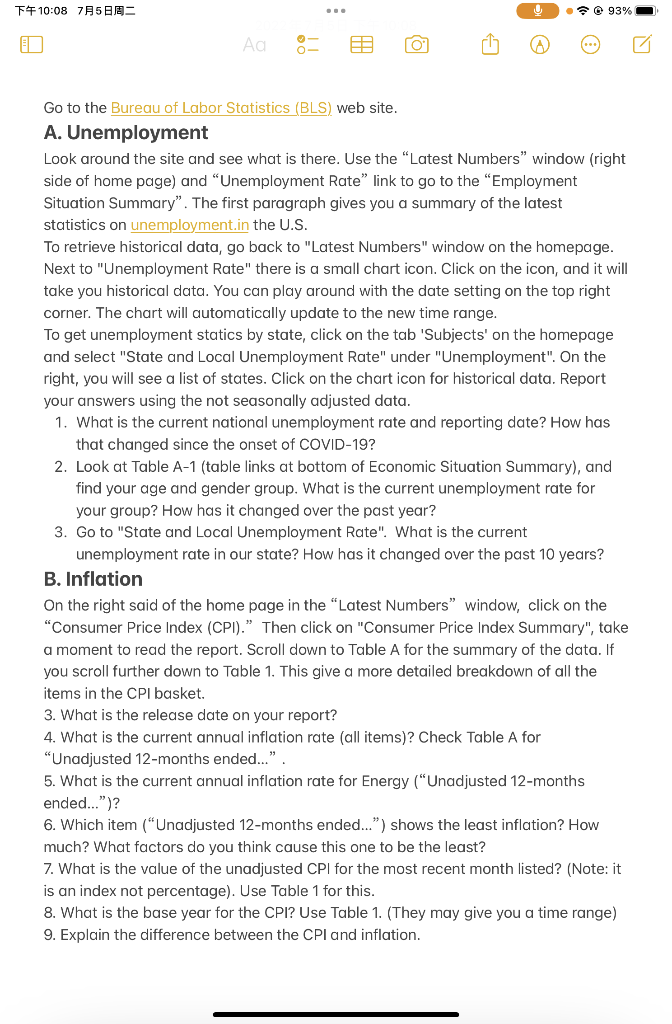 Ff10 08 758 Aa Go To The Bureau Of Labor Statistics Bls Web Site A Unemployment Look Around The Site And See What Is 1