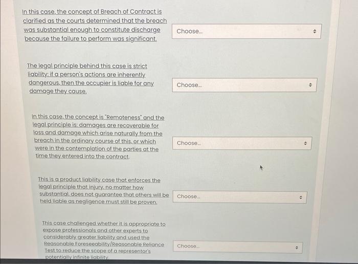 Match The Legal Principle Legal Concept And Or Legal Test On The Left With The Correctly Corresponding Case Law From T 2