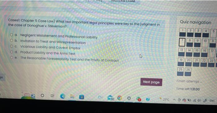 Mitcrm Exam Casest Chapter 5 Case Law What Two Important Legal Principles Were Key To The Judgment In The Case Of Dono 1