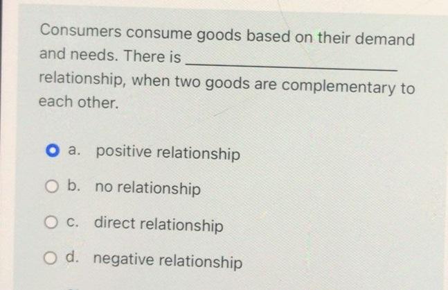 Consumers Consume Goods Based On Their Demand And Needs There Is Relationship When Two Goods Are Complementary To Each 1