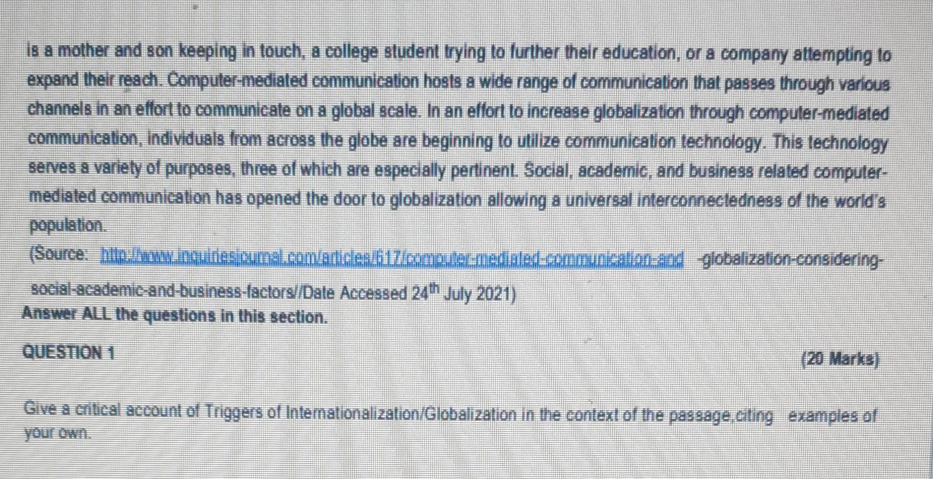 Section A 100 Marke Computer Mediated Communication And Globalization Considering Social Academic And Business Fact 3