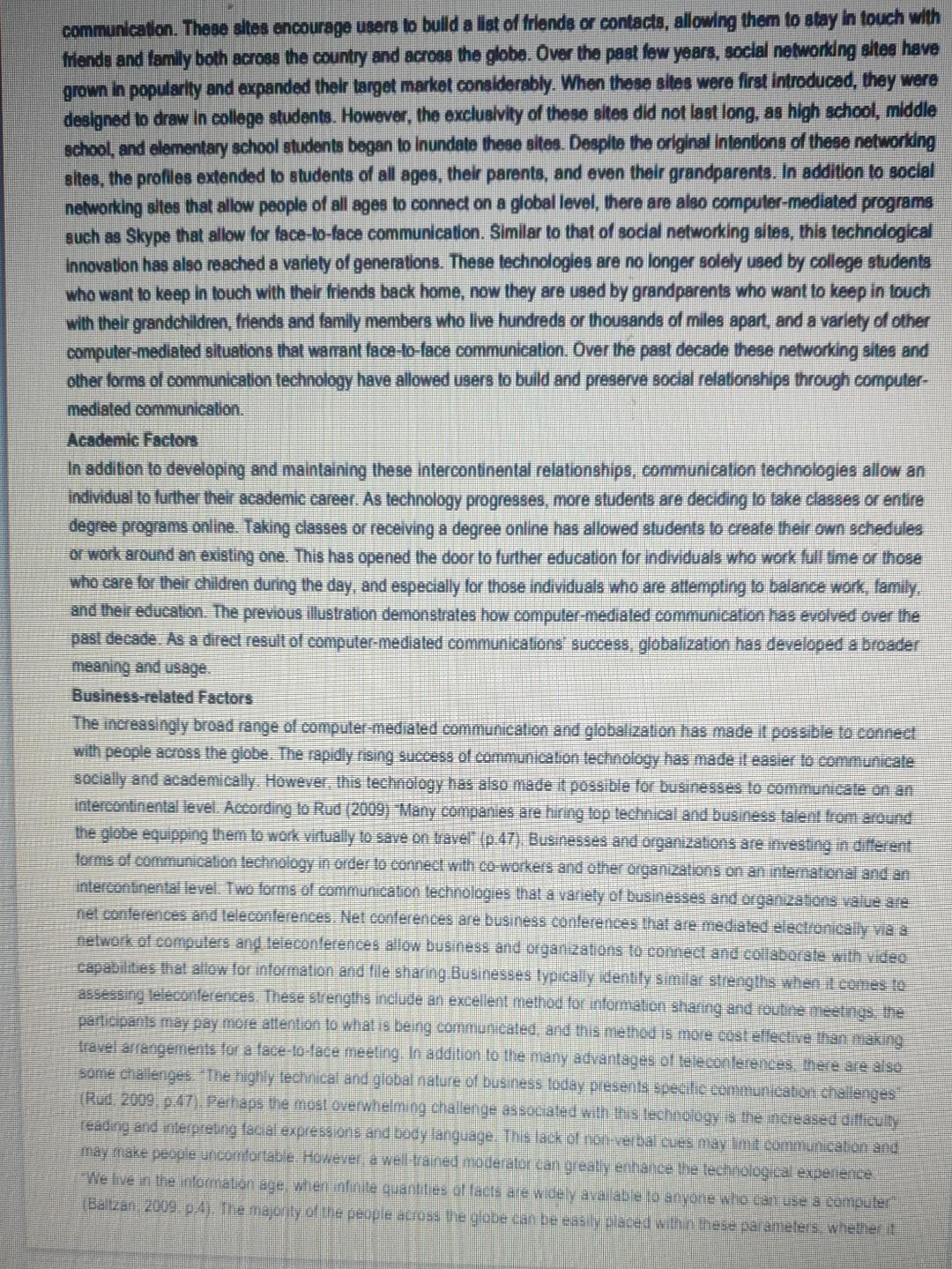 Computer Mediated Communication And Globalization Considering Social Academic And Business Factors By Ashley R Norri 2