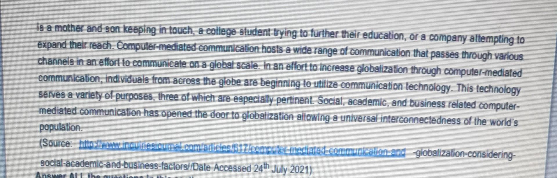 Computer Mediated Communication And Globalization Considering Social Academic And Business Factors By Ashley R Norri 3