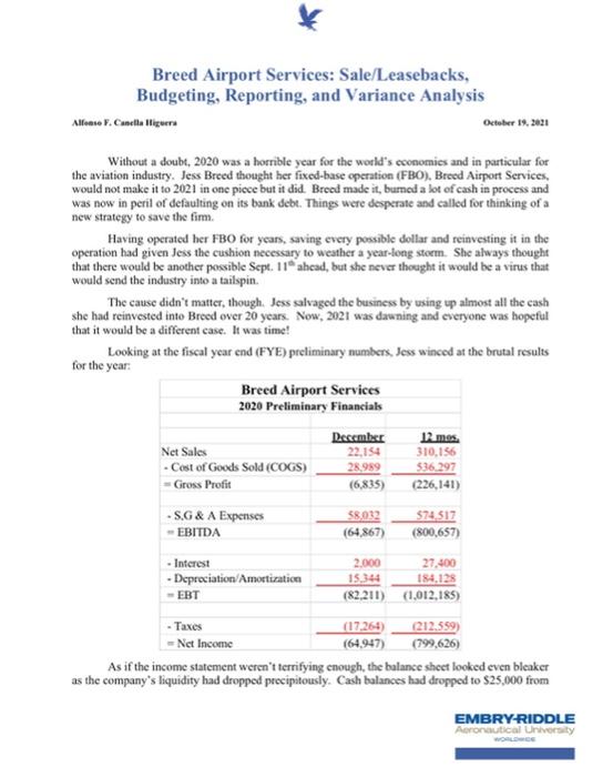 Breed Airport Services Sale Leasebacks Budgeting Reporting And Variance Analysis Alfonso F Canella Higuera Without 1