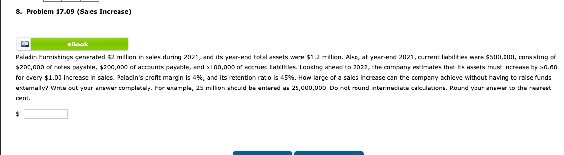8 Problem 17 09 Sales Increase B Ebook Paladin Furnishings Generated 2 Million In Sales During 2021 And Its Year En 1