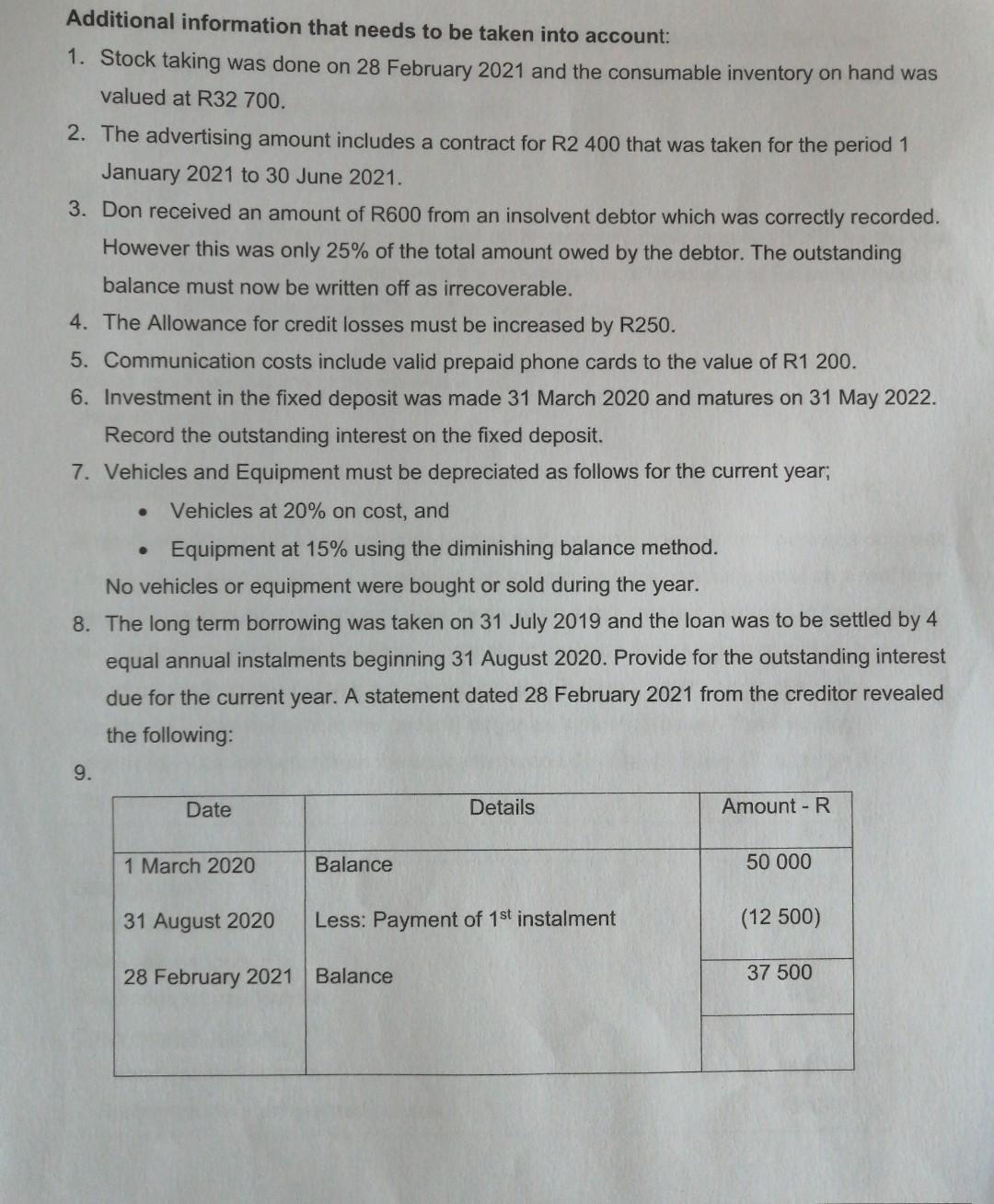 Academic And Assessment Calendar Distance Question Three 20 The Following List Of Account Balances Were Extracted 2