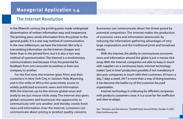 Managerial Application 1 4 The Internet Revolution In The Fifteenth Century The Printing Press Made Widespread Dissemin 1
