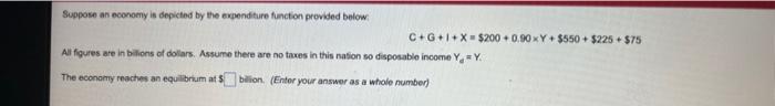 Suppose An Economy Is Depicted By The Expenditure Function Provided Below C G 1 X 200 0 90xy 550 225 75 All Figur 1