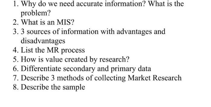 1 Why Do We Need Accurate Information What Is The Problem 2 What Is An Mis 3 3 Sources Of Information With Advanta 1
