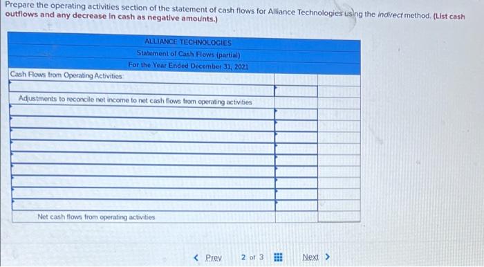 Portions Of The Financial Statements For Alliance Technologies Are Provided Below 303 000 Alliance Technologies Income 2