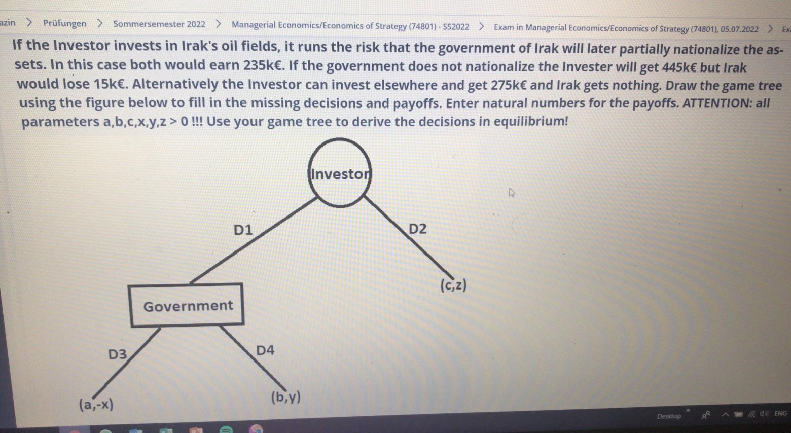 Azin Prufungen Sommersemester 2022 Managerial Economics Economics Of Strategy 74801 Ss2022 Exam In Manageria 1
