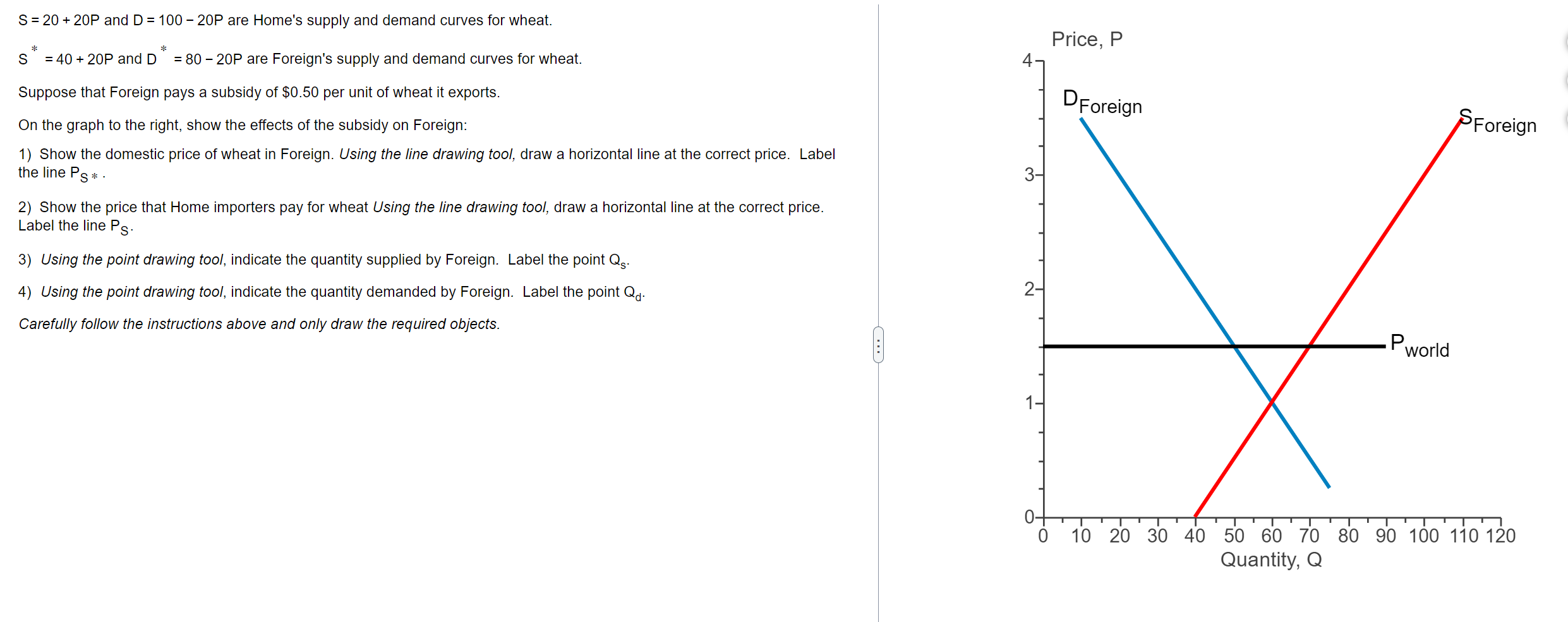 S 20 20p And D 100 20p Are Home S Supply And Demand Curves For Wheat S 40 20p And D 80 20p Are Foreign S Su 1
