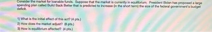 Consider The Market For Loanable Funds Suppose That The Market Is Currently In Equilibrium President Biden Has Propose 1