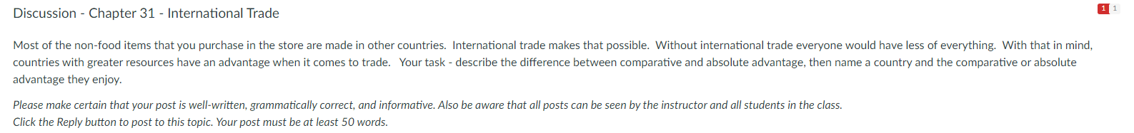 Discussion Chapter 31 International Trade Most Of The Non Food Items That You Purchase In The Store Are Made In Othe 1