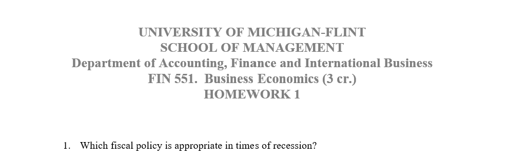 University Of Michigan Flint School Of Management Department Of Accounting Finance And International Business Fin 551 1