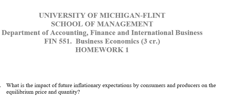 University Of Michigan Flint School Of Management Department Of Accounting Finance And International Business Fin 551 1