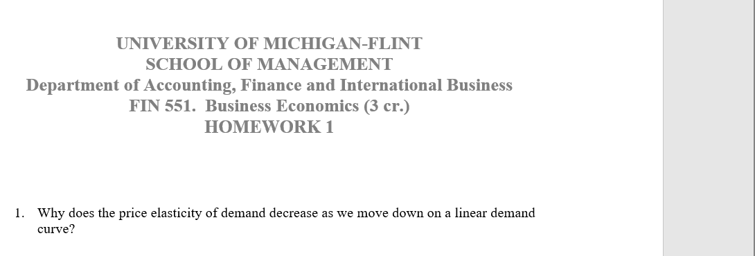 University Of Michigan Flint School Of Management Department Of Accounting Finance And International Business Fin 551 1