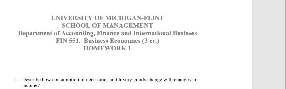 University Of Michigan Flint School Of Management Department Of Accounting Finance And International Business Fin 551 1