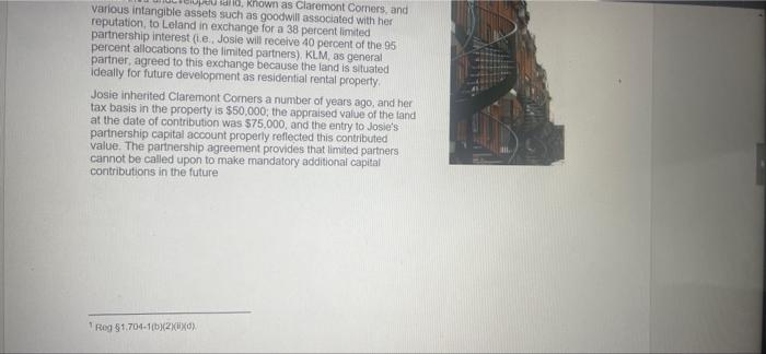 Loland Real Estate Lp The Leland Real Estate Limited Partnership Leland Was Formed On January 1 Year One To Purchase 7