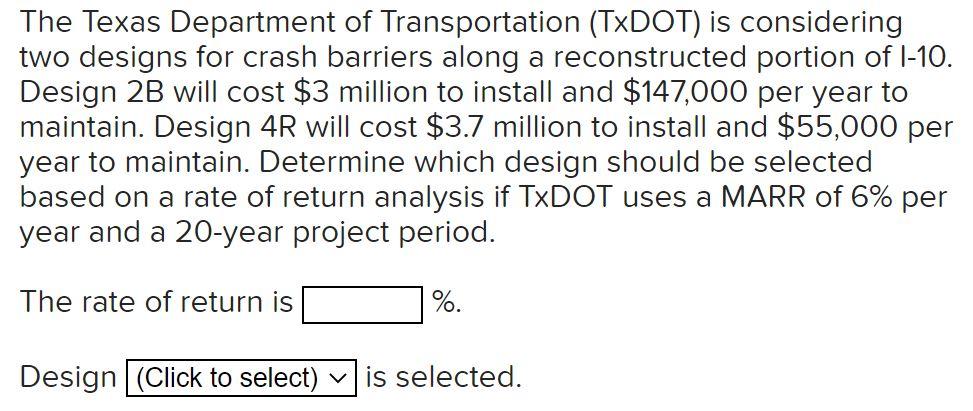 The Texas Department Of Transportation Txdot Is Considering Two Designs For Crash Barriers Along A Reconstructed Porti 1