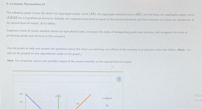 Hint For Simplicity Ignore Any Possible Impact Of The Severe Weather On The Natural Level Of Output Price Level 130 1 2