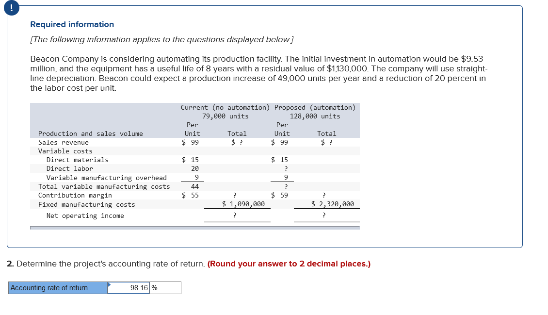 Required Information The Following Information Applies To The Questions Displayed Below Beacon Company Is Considering 1