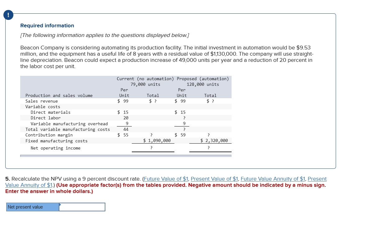 Required Information The Following Information Applies To The Questions Displayed Below Beacon Company Is Consideri 1