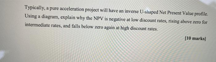 Typically A Pure Acceleration Project Will Have An Inverse U Shaped Net Present Value Profile Using A Diagram Explain 1