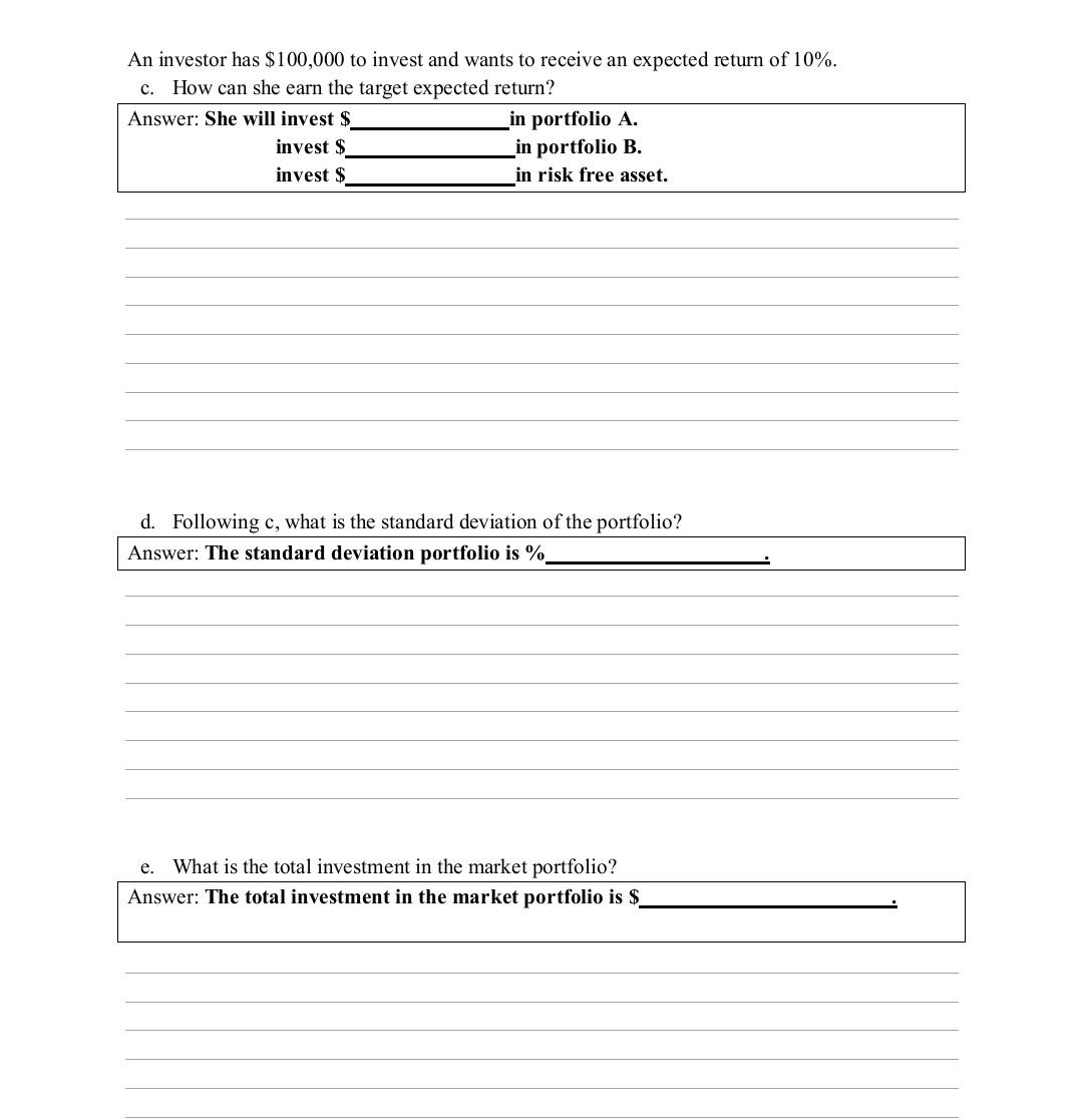 Question 4 20 Points The Following Table Presents Data Of Two Portfolios Traded In The Market Portfolio A Portfolio 2