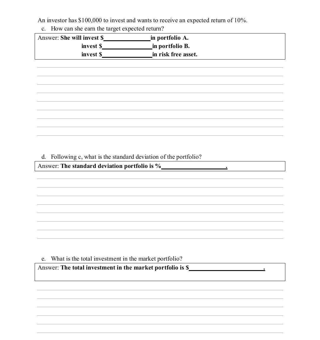 Question 4 20 Points The Following Table Presents Data Of Two Portfolios Traded In The Market Portfolio A Portfolio 2