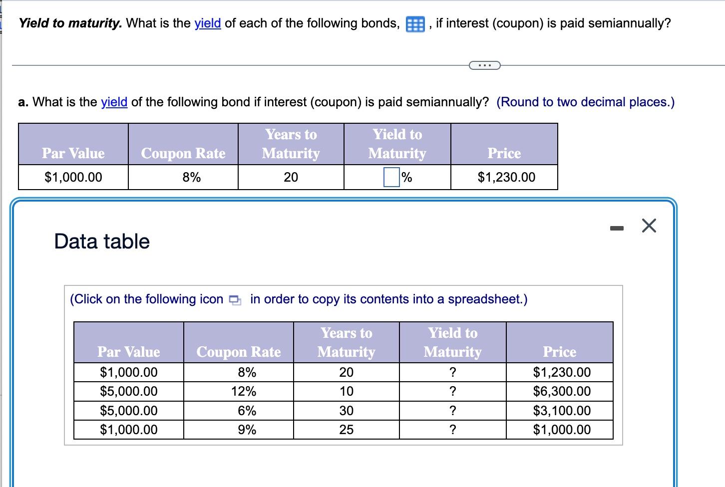Yield To Maturity What Is The Yield Of Each Of The Following Bonds A What Is The Yield Of The Following Bond If Inter 1
