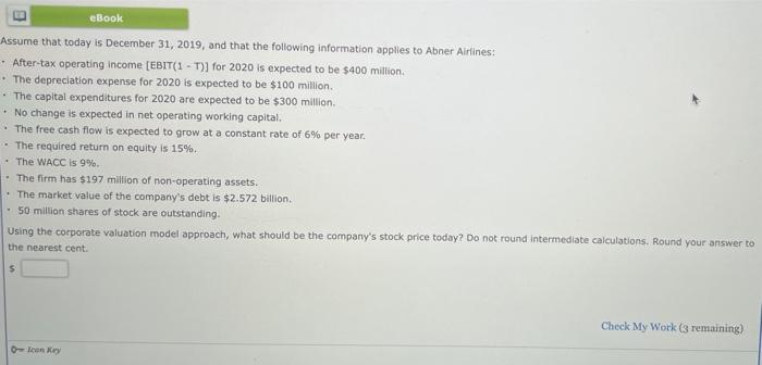 Ebook Assume That Today Is December 31 2019 And That The Following Information Applies To Abner Airlines After Tax Op 1
