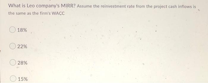 Please Use The Following Information For The Next 3 Questions Leo Company Is Considering A New Venture In Office Equipm 4
