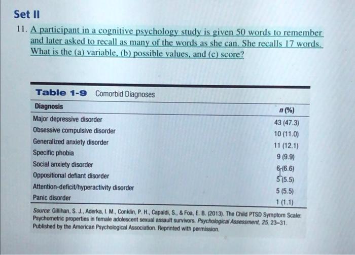Set Ii 11 A Participant In A Cognitive Psychology Study Is Given 50 Words To Remember And Later Asked To Recall As Many 1