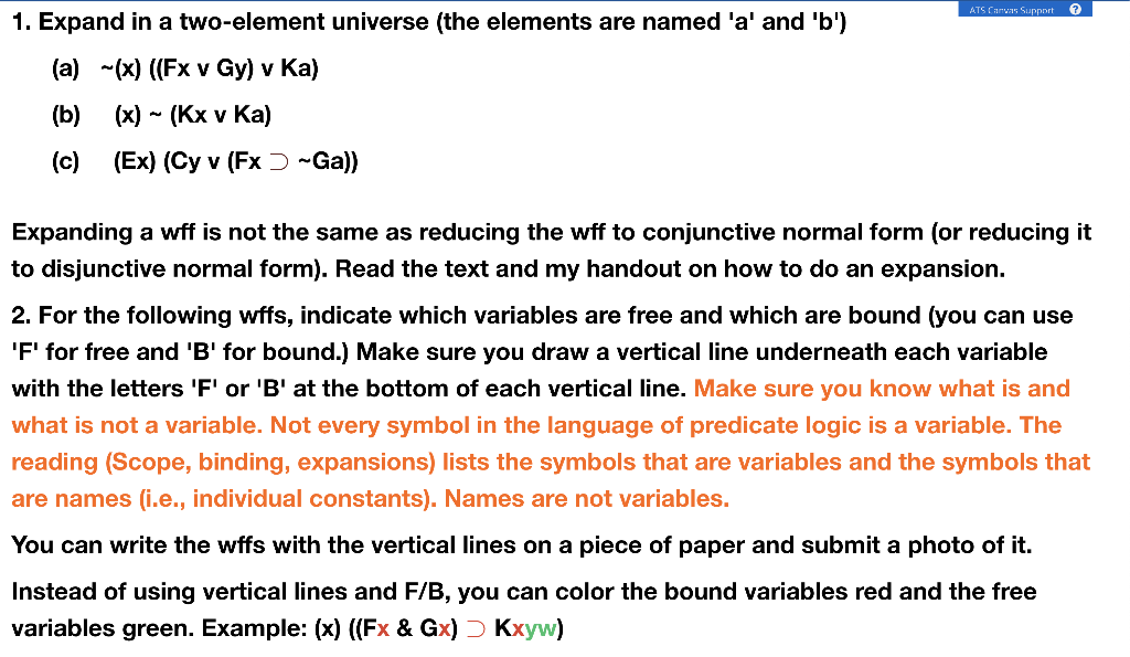 Subject Intro To Logic Please Help Asap This Reading Introduces You To Basic Ideas About The Quantifiers The Are Two 1