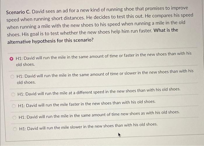 Scenario C David Sees An Ad For A New Kind Of Running Shoe That Promises To Improve Speed When Running Short Distances 2