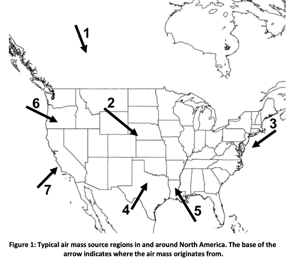 6 H 2 4 5 3 Figure 1 Typical Air Mass Source Regions In And Around North America The Base Of The Arrow Indicates Wher 1