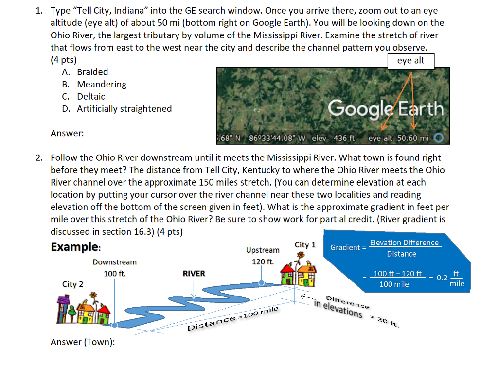 1 Type Tell City Indiana Into The Ge Search Window Once You Arrive There Zoom Out To An Eye Altitude Eye Alt Of 1