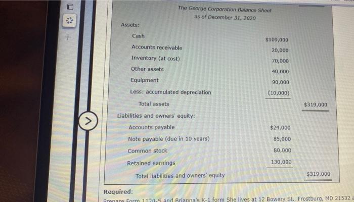 George Corporation Is An S Corporation Started On January 1 2020 With 50 Shares Owned By Trey Martin And 50 Shares Own 3