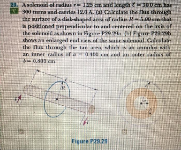29 A Solenoid Of Radius R 1 25 Cm And Length 30 0 Cm Has 300 Turns And Carries 12 0 A A Calculate The Flux Throug 1