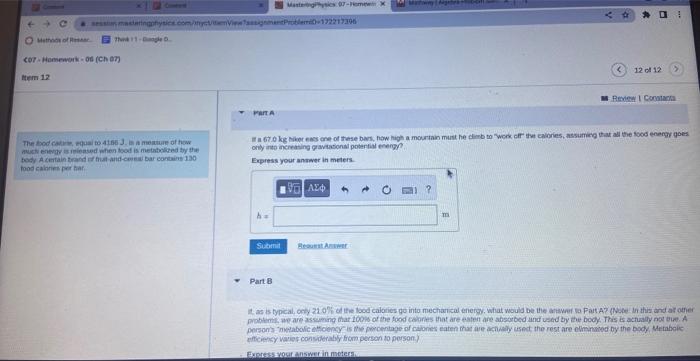 Session Masteringphysics Com Myctemviewtassignment Problemi 172217396 O Methods Of Res C07 Homework 00 Ch 07 Item 12 T 1