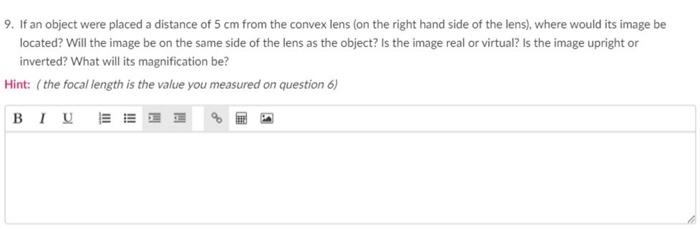 9 If An Object Were Placed A Distance Of 5 Cm From The Convex Lens On The Right Hand Side Of The Lens Where Would It 1